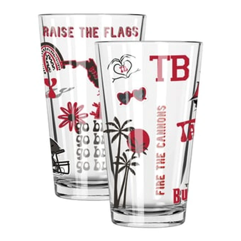 The Memory Company Tampa Bay Buccaneers 2-Pack 16oz. Pint Glass Loco Design Set