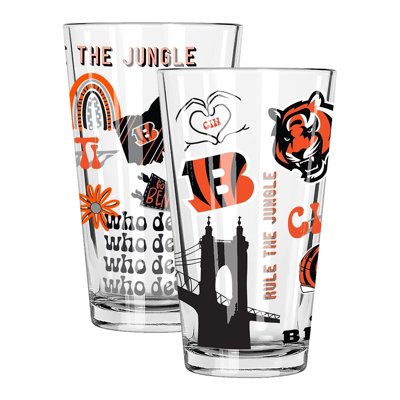 The Memory Company Cincinnati Bengals 2-Pack 16oz. Pint Glass Loco Design Set
