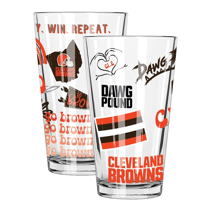 The Memory Company Cleveland Browns 2-Pack 16oz. Pint Glass Loco Design Set