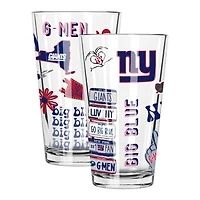 The Memory Company New York Giants 2-Pack 16oz. Pint Glass Loco Design Set