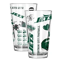 The Memory Company New York Jets 2-Pack 16oz. Pint Glass Loco Design Set
