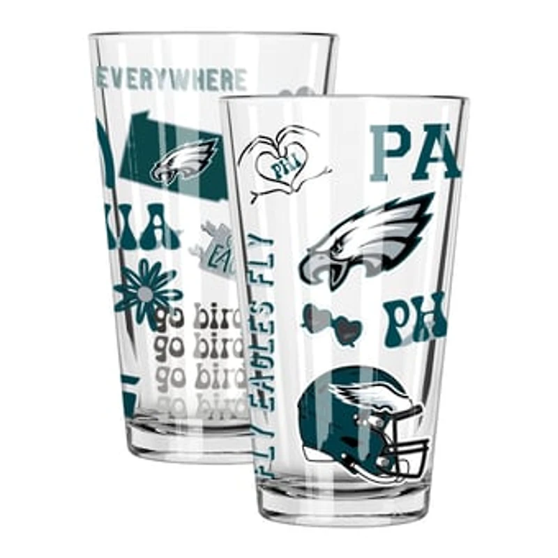 The Memory Company Philadelphia Eagles 2-Pack 16oz. Pint Glass Loco Design Set