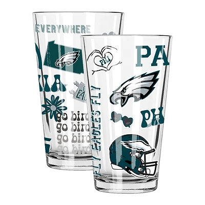 The Memory Company Philadelphia Eagles 2-Pack 16oz. Pint Glass Loco Design Set