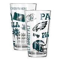 The Memory Company Philadelphia Eagles 2-Pack 16oz. Pint Glass Loco Design Set