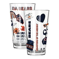 The Memory Company Chicago Bears 2-Pack 16oz. Pint Glass Loco Design Set