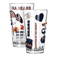 The Memory Company Chicago Bears 2-Pack 16oz. Pint Glass Loco Design Set