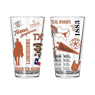 The Memory Company Texas Longhorns 2-Pack 16oz. Pint Glass Loco Design Set