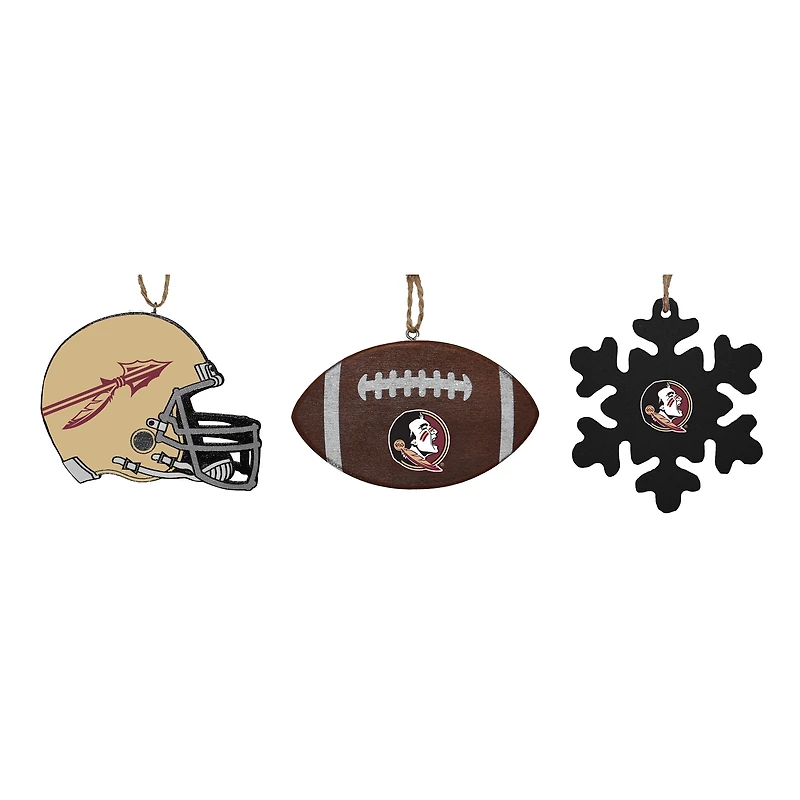 The Memory Company Florida State Seminoles Three-Pack Helmet, Football & Snowflake Ornament Set