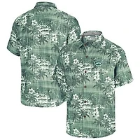 Men's Tommy Bahama Green New York Jets Coconut Point Isla Palmetta Camp Button-Up Shirt