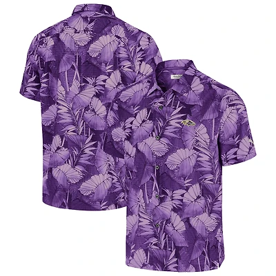 Men's Tommy Bahama Purple Baltimore Ravens Bahama Coast Nuevo Fronds Camp Button-Up Shirt