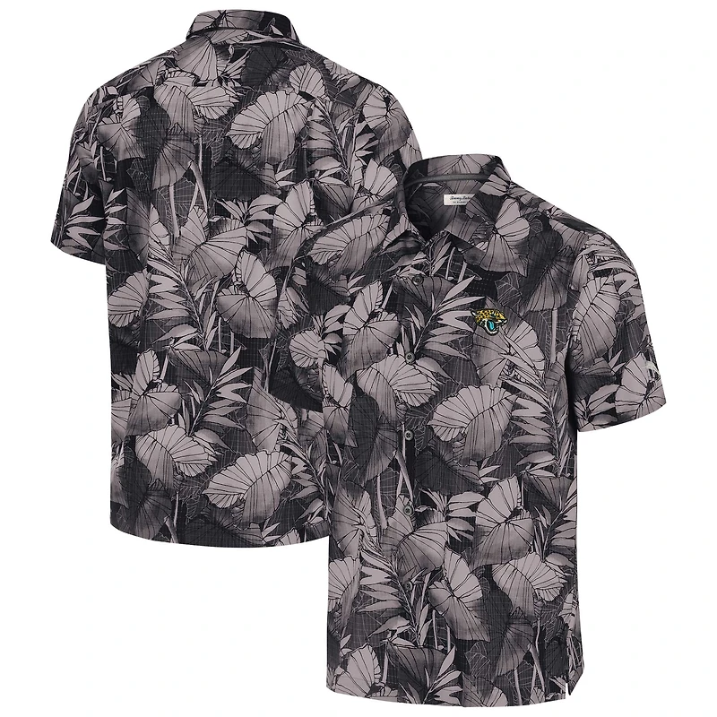 Men's Tommy Bahama Black Jacksonville Jaguars Bahama Coast Nuevo Fronds Camp Button-Up Shirt