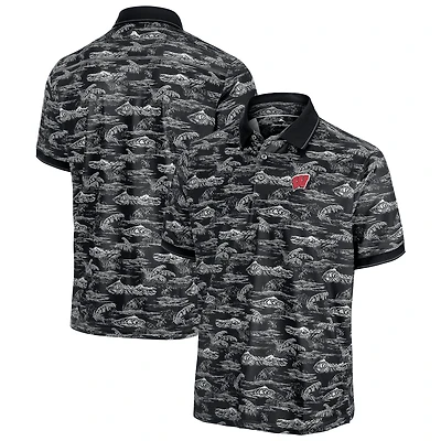 Men's Tommy Bahama Gray Wisconsin Badgers Sport Bay View IslandZone Polo