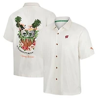 Men's Tommy Bahama White Wisconsin Badgers Coconut Matchup Camp Button-Up Shirt