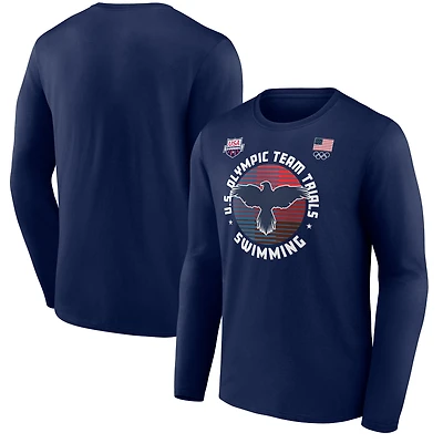 Men's Navy USA Swimming 2024 U.S. Olympic Team Trials Laps Long Sleeve T-Shirt