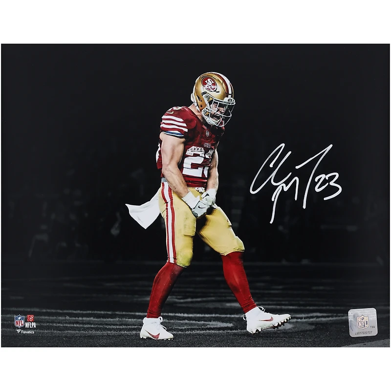 Christian McCaffrey San Francisco 49ers Autographed 11" x 14" Touchdown Celebration Spotlight Photograph
