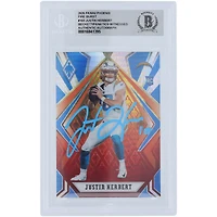 Justin Herbert Los Angeles Chargers Autographed 2020 Panini Phoenix Fire Burst Light Blue Ink #103 Beckett Fanatics Witnessed Authenticated Rookie Card
