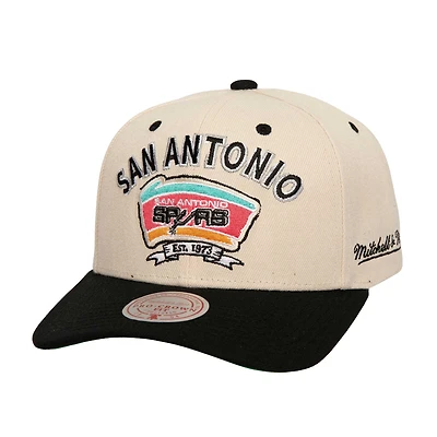 Men's Mitchell & Ness Cream/Black San Antonio Spurs 5x NBA Champions Soul Legacy Defined Snapback Hat