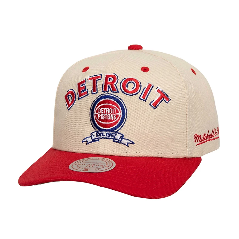 Men's Mitchell & Ness Cream/Red Detroit Pistons 3x NBA Champions Soul Legacy Defined Snapback Hat