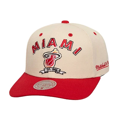 Men's Mitchell & Ness Cream/Red Miami Heat 3x NBA Champions Soul Legacy Defined Snapback Hat