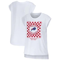 Women's WEAR by Erin Andrews White Buffalo Bills Checker Muscle Tank Top