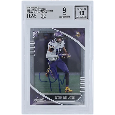 Justin Jefferson Minnesota Vikings Autographed 2020 Panini Absolute #168 Beckett Fanatics Witnessed Authenticated 9/10 Rookie Card