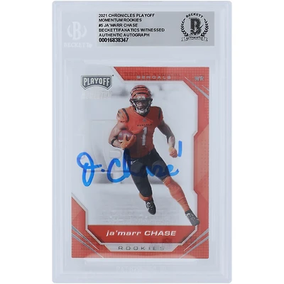 Ja'Marr Chase Cincinnati Bengals Autographed 2021 Panini Playoff Momentum #PMR-5 Beckett Fanatics Witnessed Authenticated Rookie Card