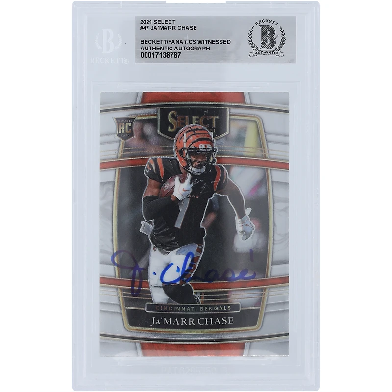 Ja'Marr Chase Cincinnati Bengals Autographed 2021 Panini Select Concourse #47 Beckett Fanatics Witnessed Authenticated Rookie Card