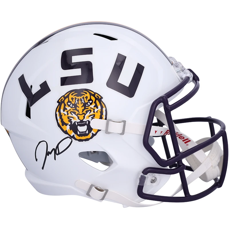 Jayden Daniels LSU Tigers Autographed White Riddell Speed Replica Helmet