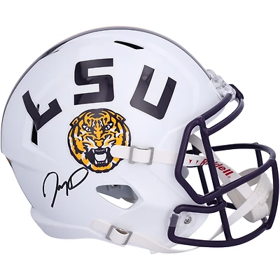 Jayden Daniels LSU Tigers Autographed White Riddell Speed Replica Helmet