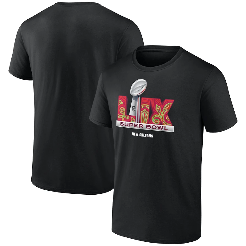 Men's Fanatics Black Super Bowl LIX Trophy Dimension T-Shirt