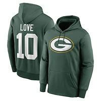 Men's Nike Jordan Love Green Green Bay Packers Player Name & Number Therma Hoodie