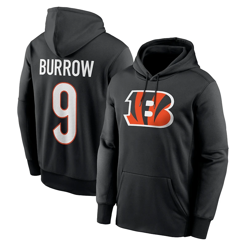 Men's Nike Joe Burrow Black Cincinnati Bengals Player Name & Number Therma Hoodie