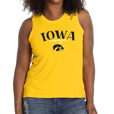 Women's Gold Iowa Hawkeyes Hannah High Neck Tank Top