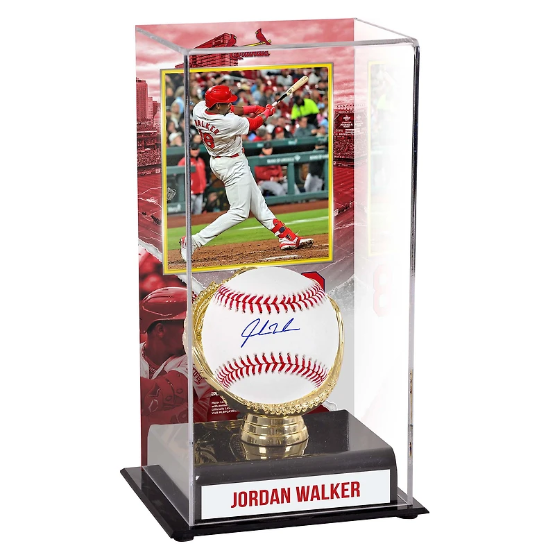 Jordan Walker St. Louis Cardinals Autographed Baseball and Sublimated Gold Glove Display Case with Image