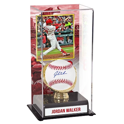 Jordan Walker St. Louis Cardinals Autographed Baseball and Sublimated Gold Glove Display Case with Image