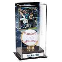 Cal Raleigh Seattle Mariners Autographed Baseball and Sublimated Gold Glove Display Case with Image