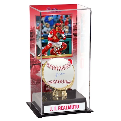 J.T. Realmuto Philadelphia Phillies Autographed Baseball and Sublimated Gold Glove Display Case with Image