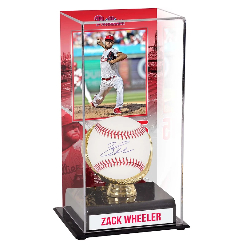 Zack Wheeler Philadelphia Phillies Autographed Baseball and Sublimated Gold Glove Display Case with Image