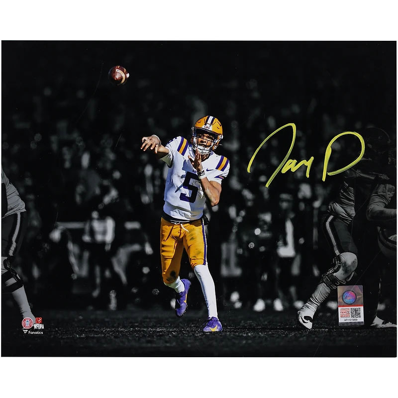 Jayden Daniels LSU Tigers Autographed 8" x 10" Throwing Spotlight Photograph