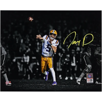 Jayden Daniels LSU Tigers Autographed 8" x 10" Throwing Spotlight Photograph