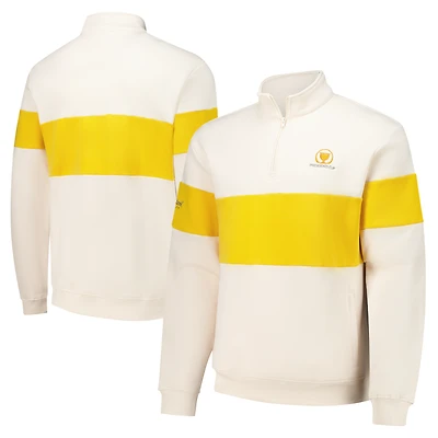 Unisex Barstool Golf x Presidents Cup Cream/Gold Collegiate Fleece Quarter-Zip Jacket