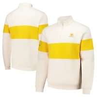 Unisex Barstool Golf x Presidents Cup Cream/Gold Collegiate Fleece Quarter-Zip Jacket