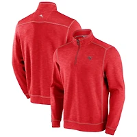 Men's Tommy Bahama Red Tampa Bay Buccaneers Tobago Bay Tri-Blend Half-Zip Sweatshirt