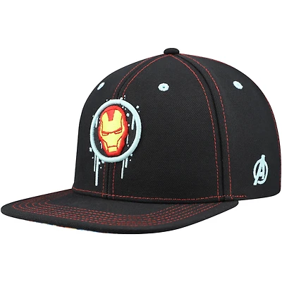 Youth Black Iron Man Glow-in-the-Dark Snapback Hat