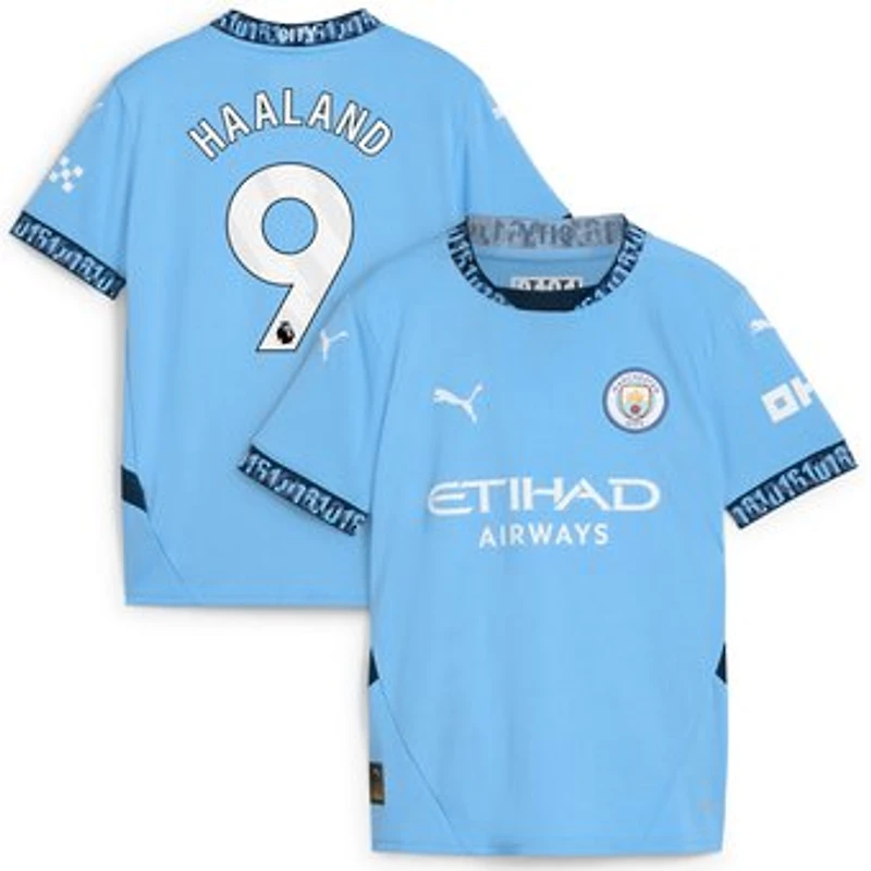 Youth Puma Erling Haaland Light Blue Manchester City 2024/25 Home Replica Player Jersey