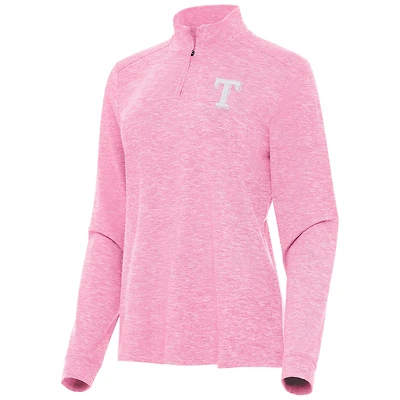 Women's Antigua Pink Texas Rangers Mentor Lightweight Mock Neck Quarter-Zip Top