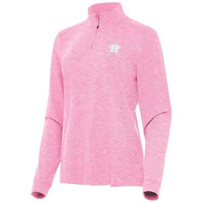Women's Antigua Pink Houston Astros Mentor Lightweight Mock Neck Quarter-Zip Top