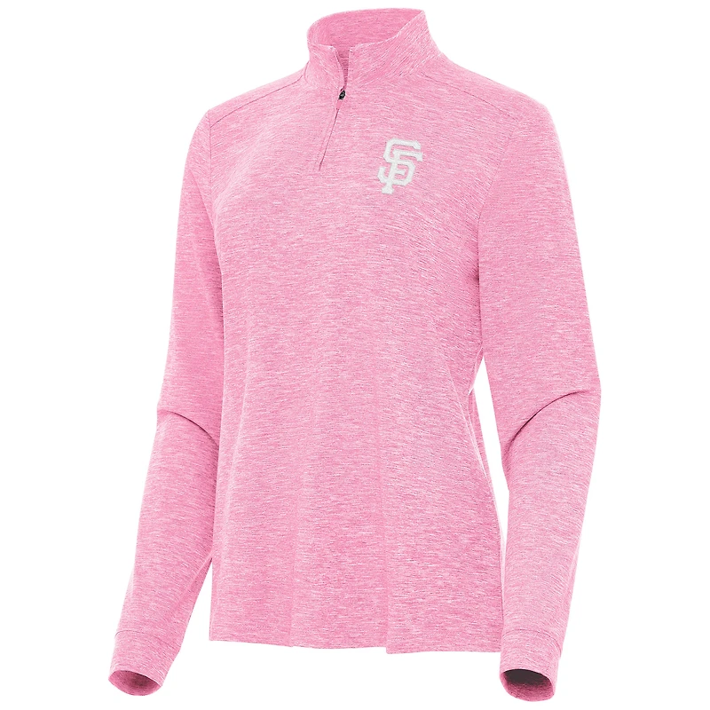 Women's Antigua Pink San Francisco Giants Mentor Lightweight Mock Neck Quarter-Zip Top