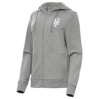 Women's Antigua Heather Gray New York Mets Seeker Full-Zip Hoodie Jacket