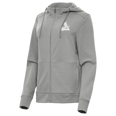 Women's Antigua Heather Gray St. Louis Cardinals Seeker Full-Zip Hoodie Jacket